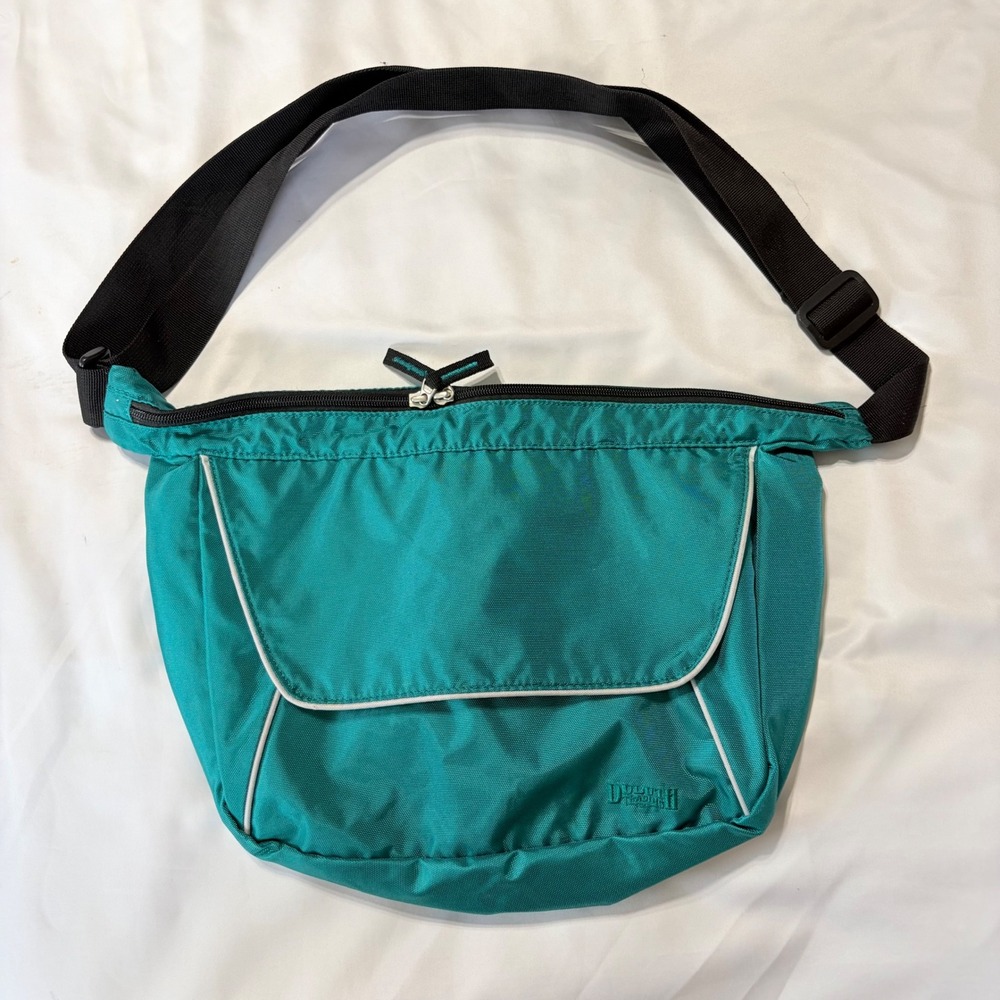 Duluth Trading Co Teal Green Nylon Crossbody Messenger Bag Adjustable Strap